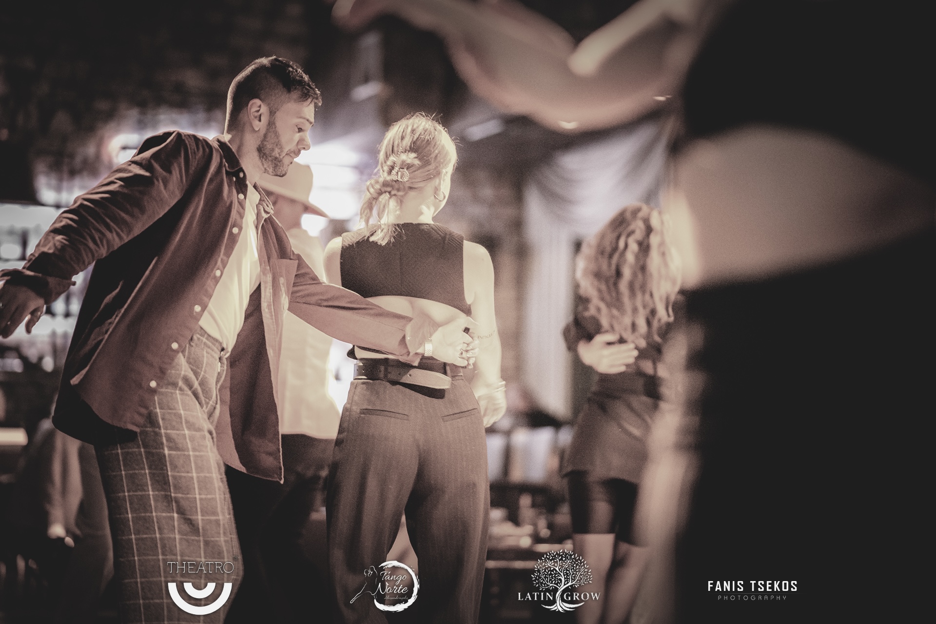 Professional salsa dance couple demonstrating Latin rhythm and connection at Latin Grow dance school in Northern Greece